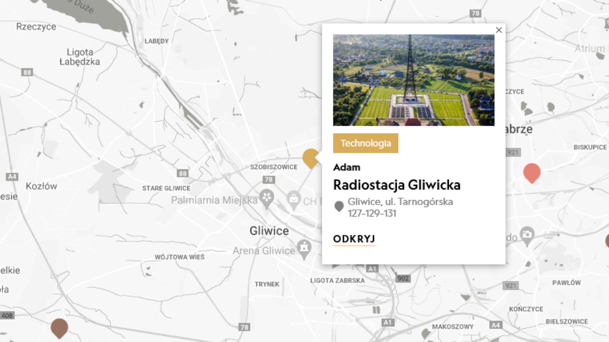 Miasto Gliwice na mapie National Geographic