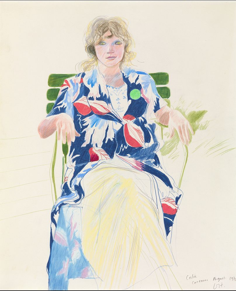 Celia, Carennac, sierpień 1971. Kolorowy ołówek na papierze, autor: David Hockney