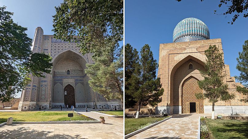 Meczet Bibi-Khanym znajduje się zaledwie rzut kamieniem od Siyob Bozor.