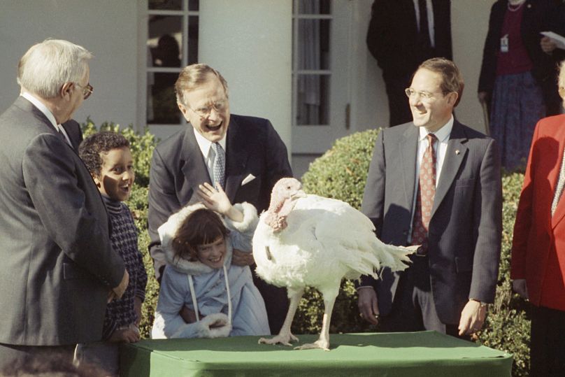 Po prostu zwykły dzień w Ameryce.  Prezydent George Bush i Shannon Duffy, lat 8, z Fairfax w stanie Wirginia, 1989