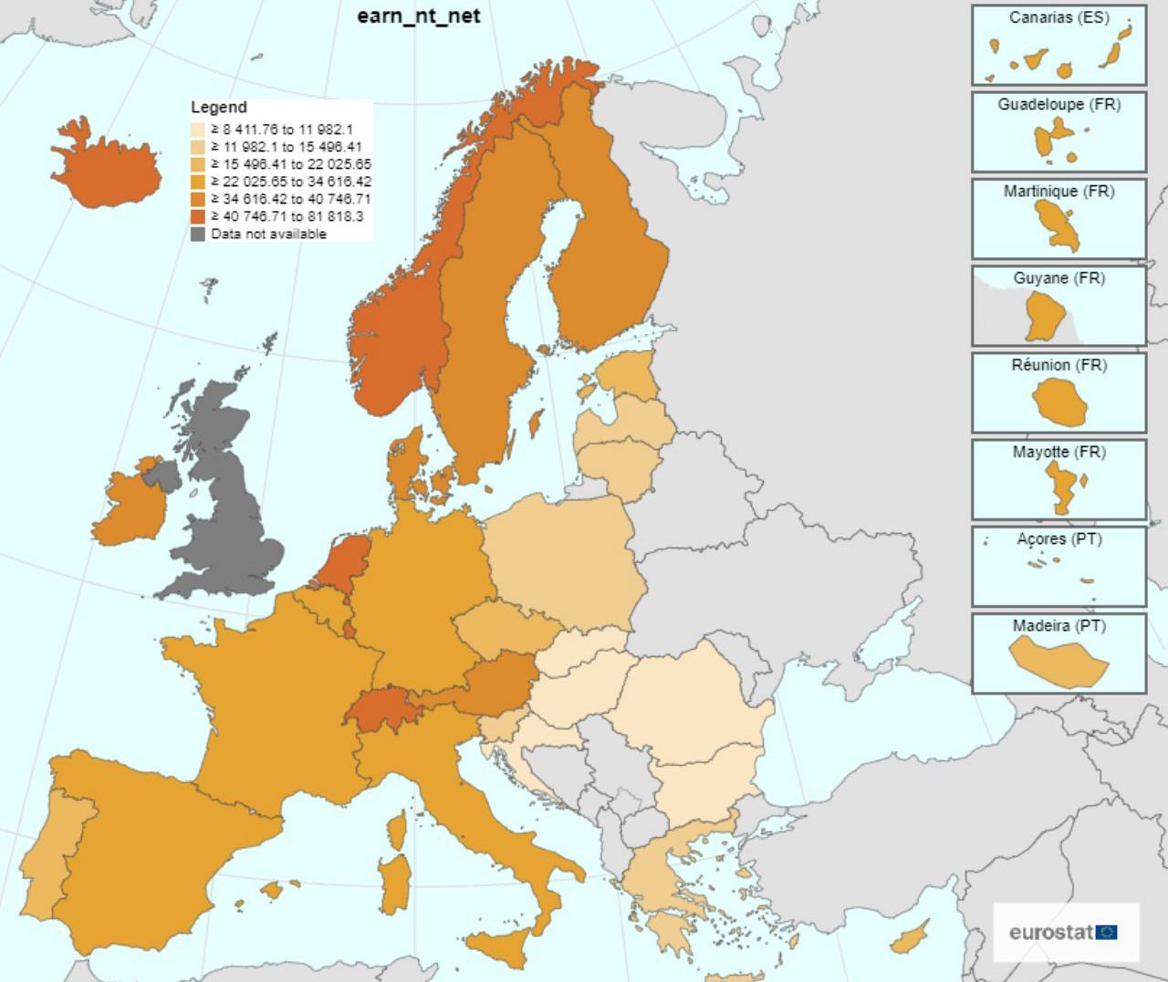 Roczny zysk netto w krajach europejskich