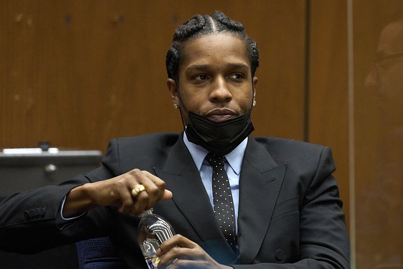 Rakim Mayers, alias A$AP Rocky, podczas wstępnego przesłuchania w Clara Shortridge Foltz Criminal Justice Center w Los Angeles w Kalifornii – poniedziałek 20 listopada 2023 r.
