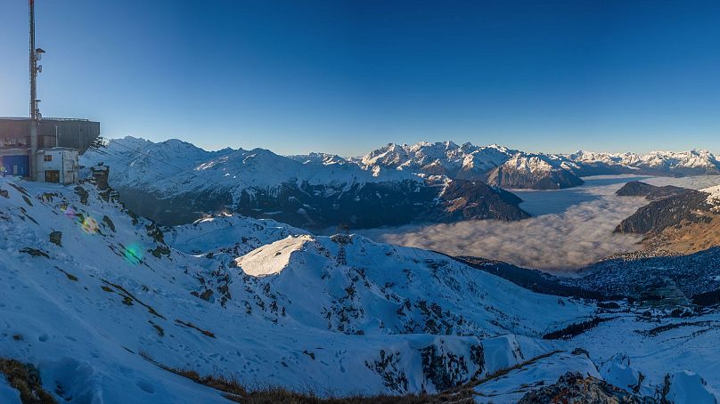 Panorama ze szczytu Attelas w Verbier.