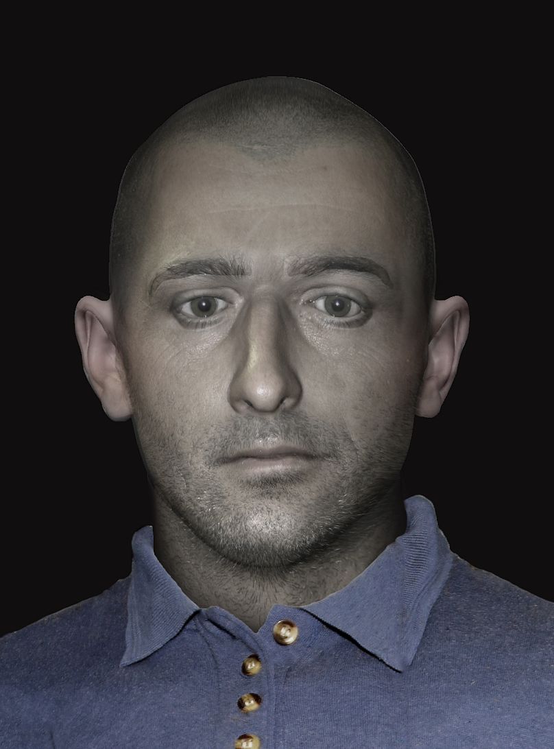 Rekonstrukcja twarzy mężczyzny.
