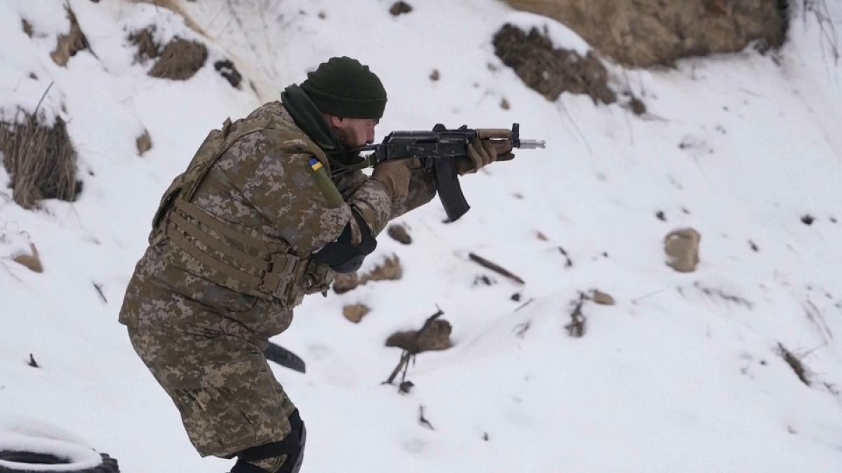 A Siberian Battalion fighter trains near Kyiv.