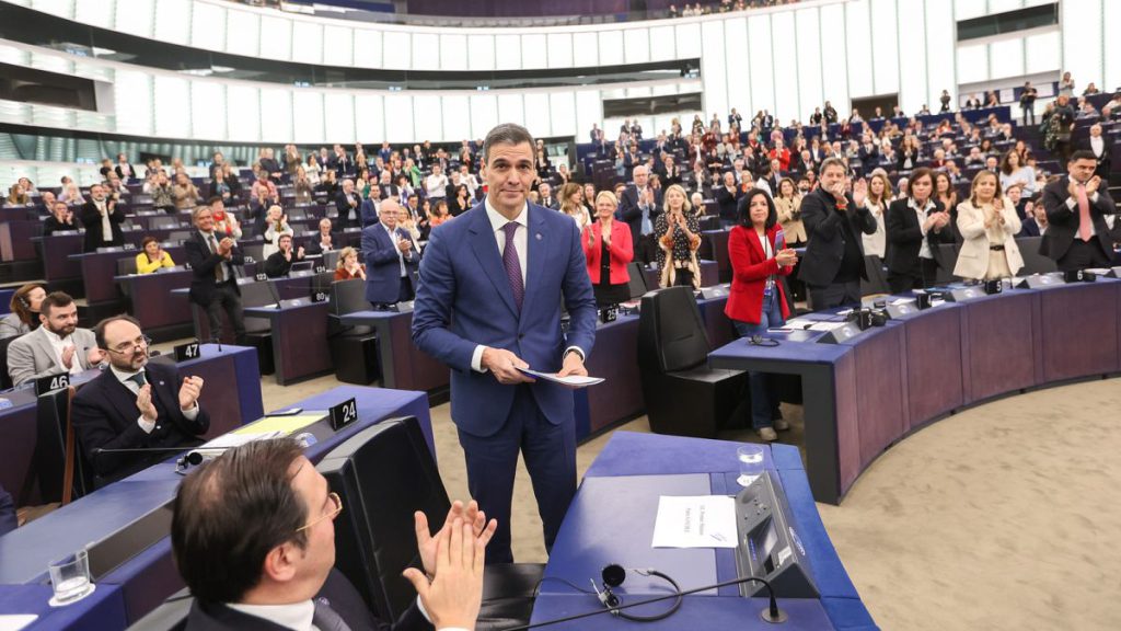 Spanish prime minister Pedro Sánchez in the European Parliament in Strasbourg