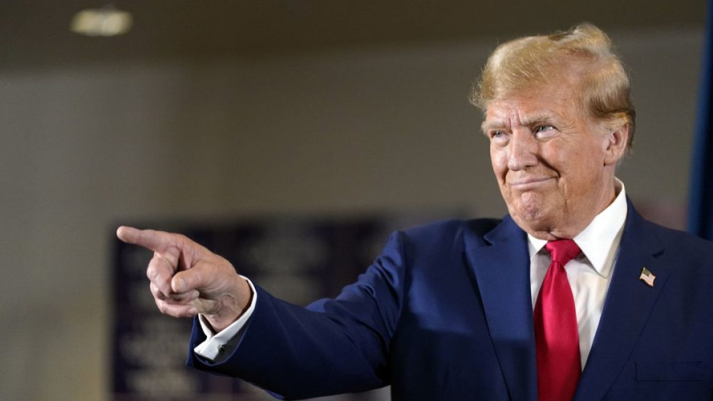 Former President Donald Trump speaks at a campaign rally at Terrace View Event Center in Sioux Center, Iowa, Friday, Jan. 5, 2024.