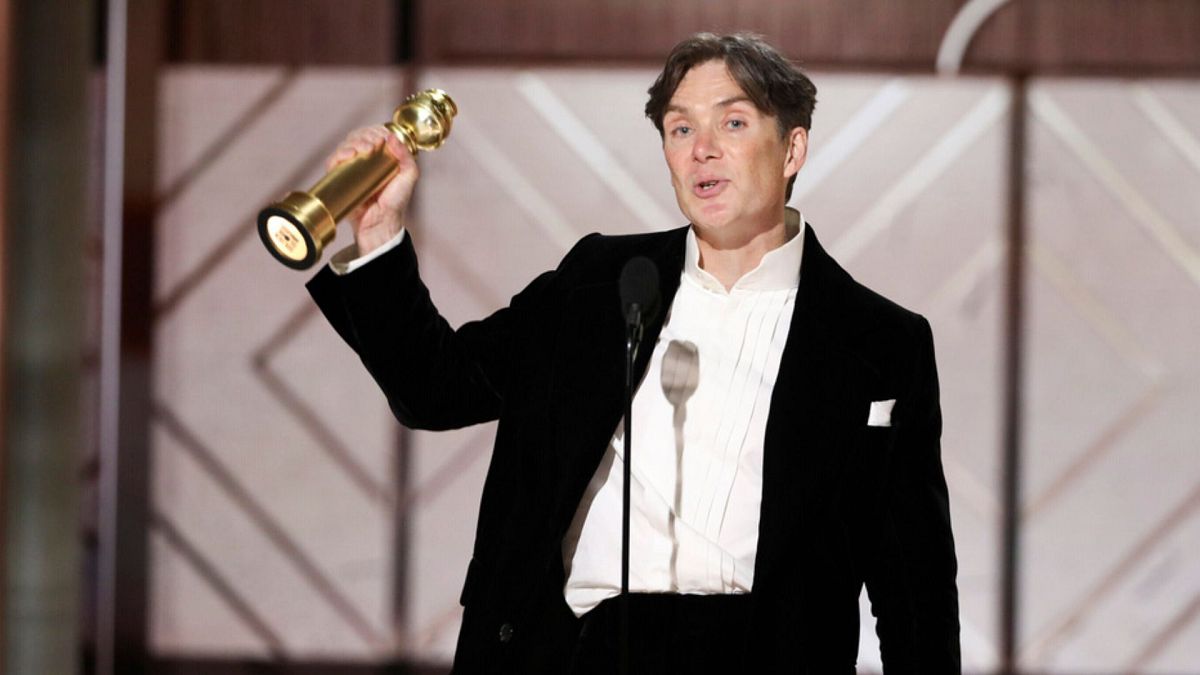 Image released by CBS shows Cillian Murphy accepting the award for best actor in a motion picture for his role in