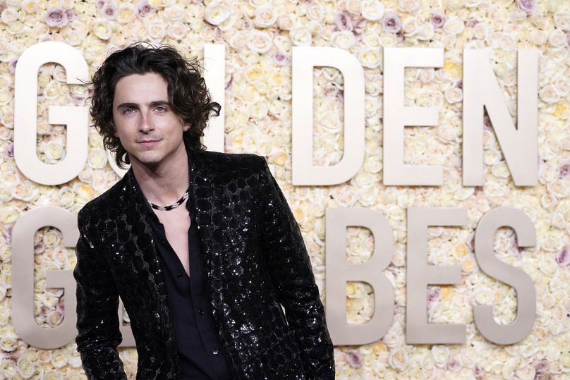 Timothee Chalamet pojawi się na 81. ceremonii wręczenia Złotych Globów w niedzielę, 7 stycznia 2024 r. w hotelu Beverly Hilton w Beverly Hills w Kalifornii.