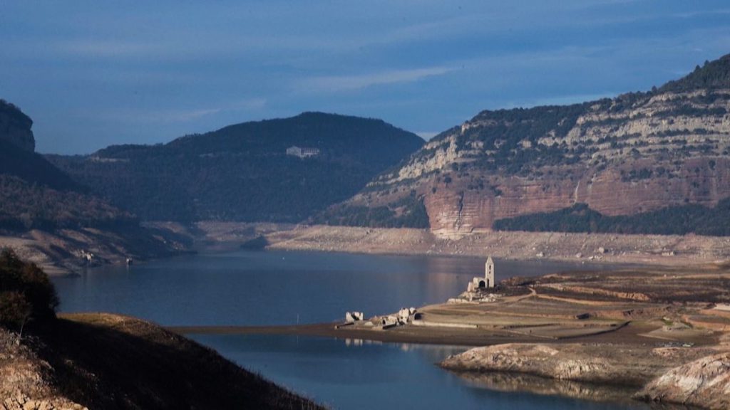 The church in the Sau reservoir has been submerged for around 60 years.