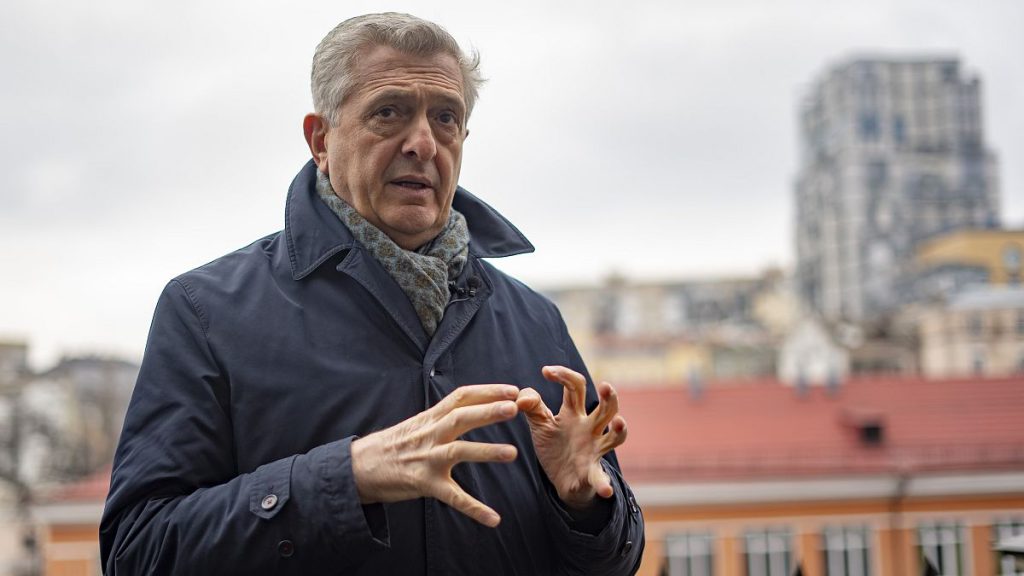 United Nations High Commissioner for Refugees Filippo Grandi speaks to press in Kyiv, Ukraine, Wednesday, Jan. 24, 2024