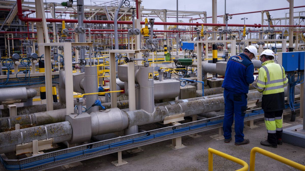 Operators work at Enagas regasification plant, the largest LNG plant in Europe, in Barcelona, Spain, March 29, 2022.