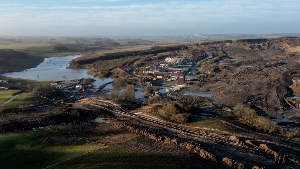 The area affected by a landslide of several million tonnes contaminated soil near the village of Oelst, Randers, Denmark.