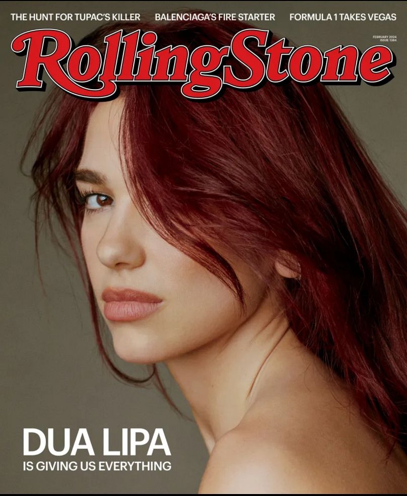 Dua Lipa na okładce magazynu Rolling Stone z lutego 2024 r