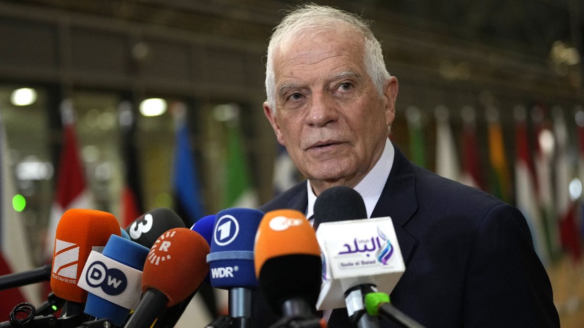 European Union foreign policy chief Josep Borrell at a meeting of EU foreign ministers at the European Council building in Brussels, Jan. 22, 2024.