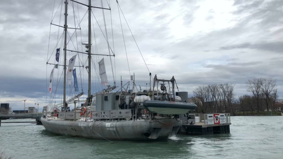 Tara ocean boat at Lyon. January 2024.