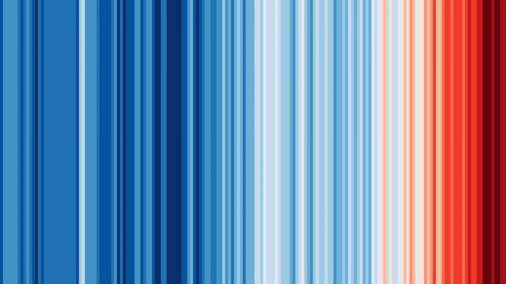 A deep red colour has been added to the climate stripes after 2023 smashed temperature records.