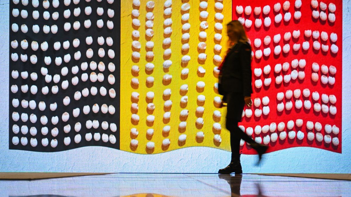 Decorations go up at EU Council headquarters in Brussels as Belgium takes over the six-month rotating presidency.