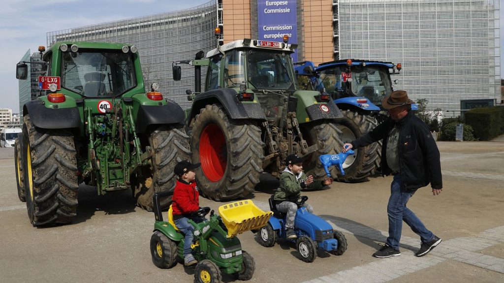 Dairy farmers demonstration outside EU headquarters in Brussels.