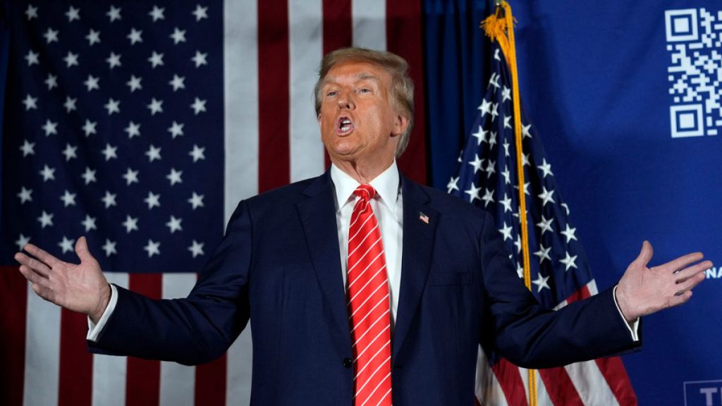 Republican presidential candidate former President Donald Trump speaks during a campaign event in Laconia, N.H., Monday, Jan. 22, 2024.