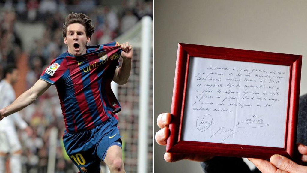 Napkin which detailed Messi