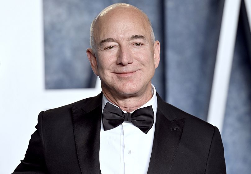 Założyciel Amazona, Jeff Bezos, na przyjęciu Oscarowym Vanity Fair, marzec 2023 r.