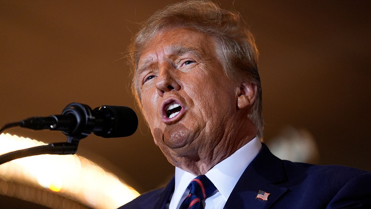 FILE - Republican former President Donald Trump speaks at a primary election night party in Nashua, N.H., Jan. 23, 2024.