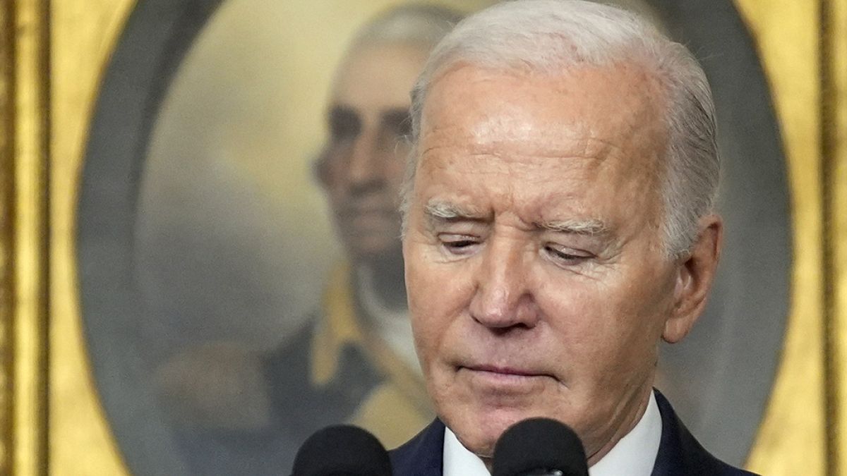 President Joe Biden speaks in the Diplomatic Reception Room of the White House, Thursday, Feb. 8, 2024, in Washington.