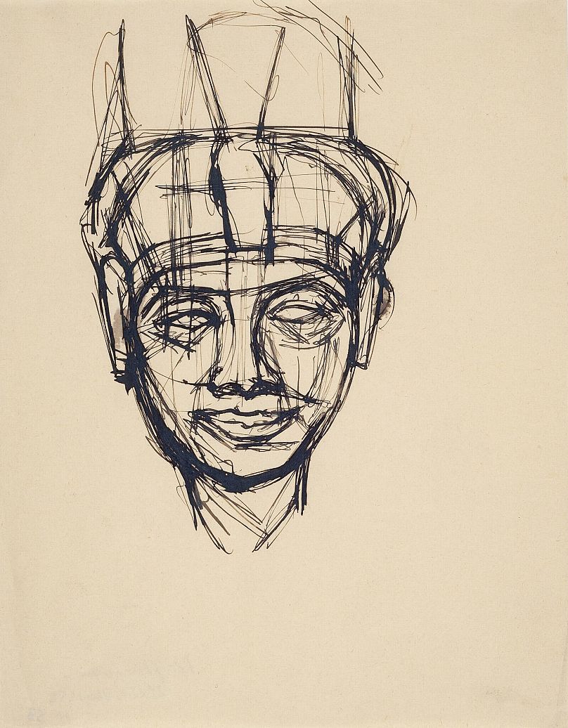 Alberto Giacometti - Rysunek studyjny według głowy bogini Mut (1920-1939)