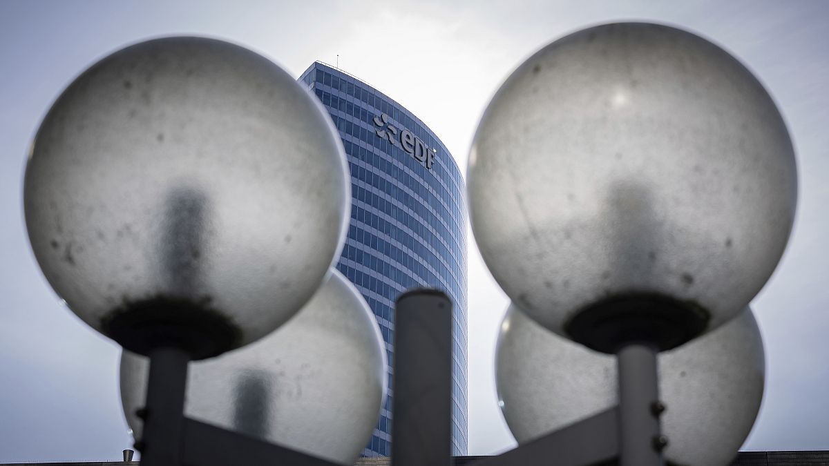 EDF (Electricite de France) headquarters, the main French electricity provider, is seen in the La Defense business district in Courbevoie near Paris, France, March 2023.