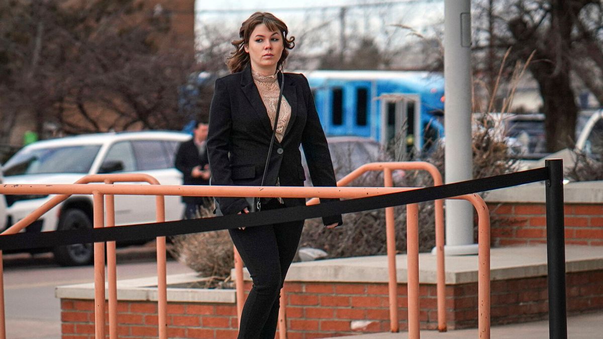 Hannah Gutierrez-Reed arrives at the First Judicial District Courthouse in Santa Fe, N.M., on Wednesday, Feb. 21, 2024