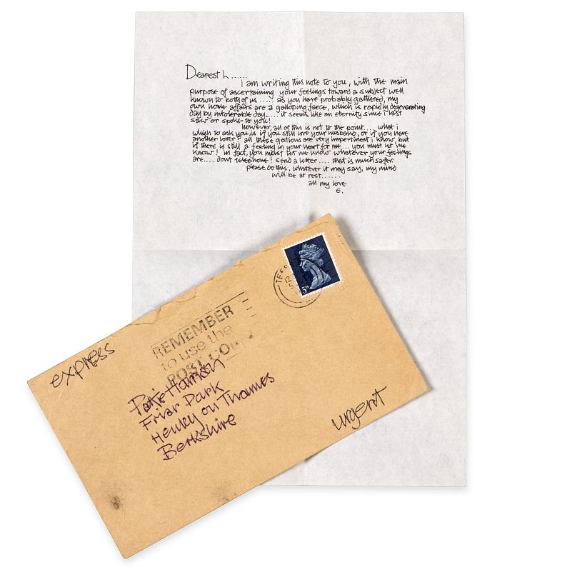 Pierwszy list miłosny Erica Claptona do Pattie Boyd, wysłany do jej domu wraz z ówczesnym mężem Georgem Harrisonem.