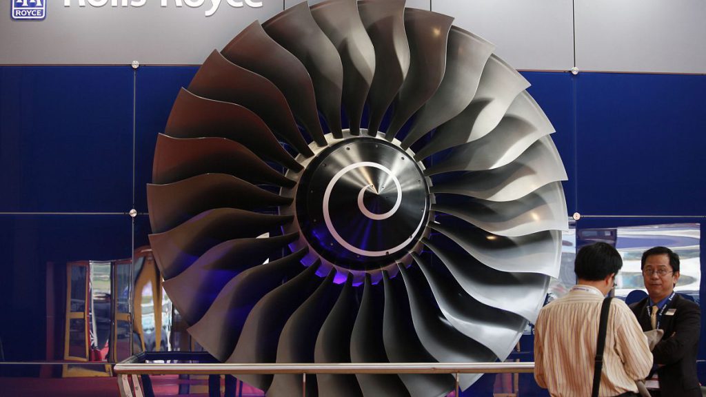 Parts of a Rolls-Royce engine are displayed (file photo)