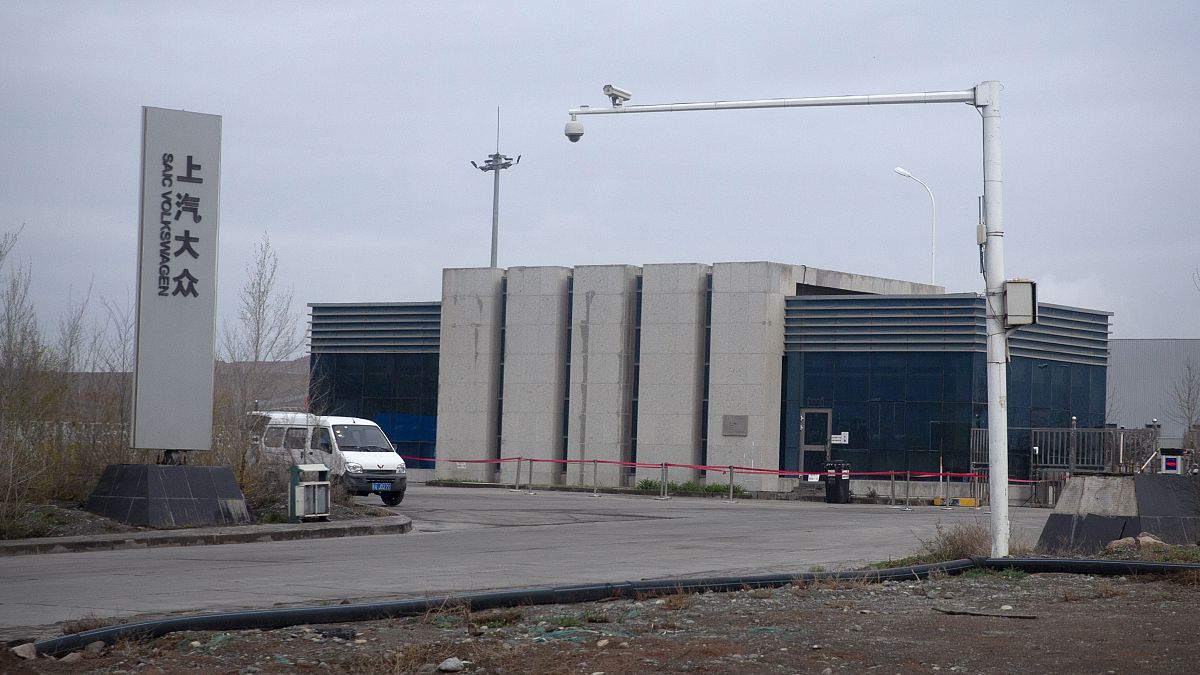 An SAIC Volkswagen plant is seen in the outskirts of Urumqi in northwestern China