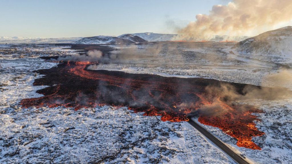 were cut off from heat and hot water after a river of lava engulfed a supply pipeline.  The strength of the eruption had decreased by mid-afternoon, the Met Office said, thou