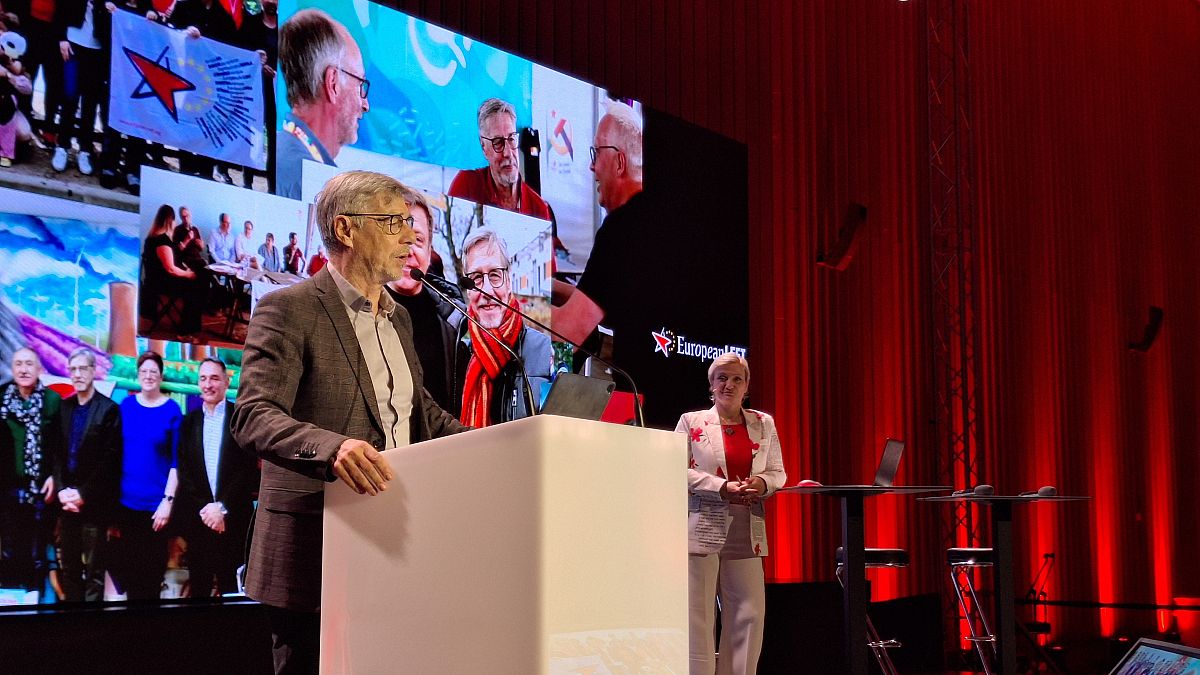 Walter Baier at the European Left meeting in Ljubljana, Slovenia, on Feb. 24, 2024.