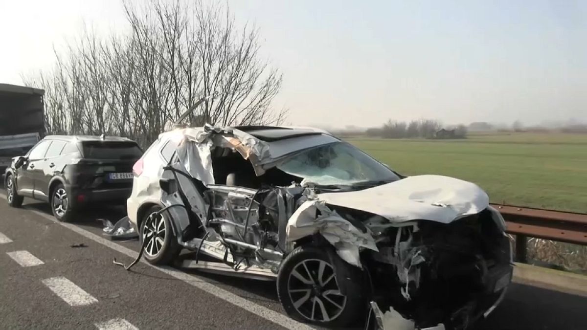 Screenshot - At least three people are confirmed dead in northern Italy in a string of motorway accidents on Monday, 5 February 2024