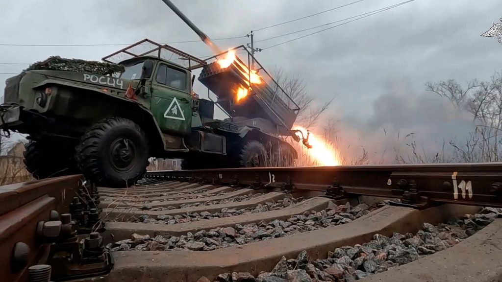 A rocket is fired from the Russian army