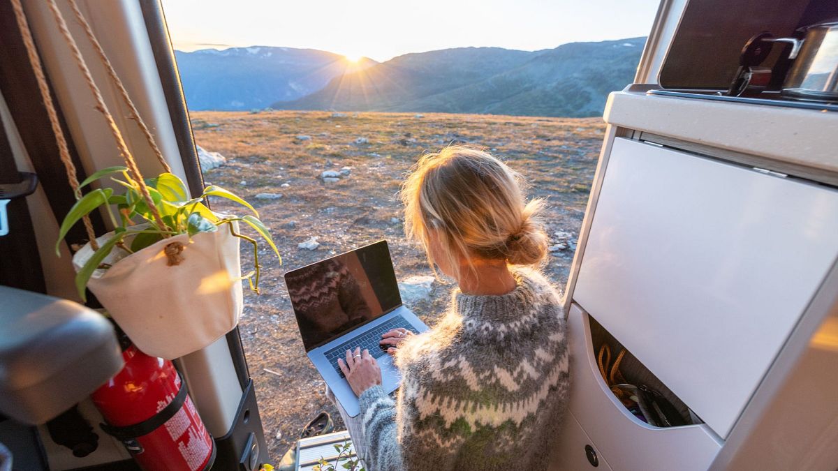 Woman working remotely