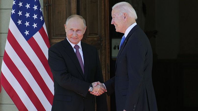Prezydent Rosji Władimir Putin i prezydent USA Joe Biden w Genewie, Szwajcaria, 16 czerwca 2021 r