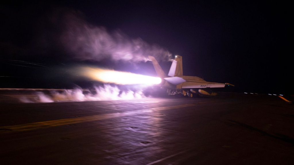 This image provided by the U.S. Navy shows an aircraft launching from USS Dwight D. Eisenhower (CVN 69) during flight operations in the Red Sea, Jan. 22, 2024.