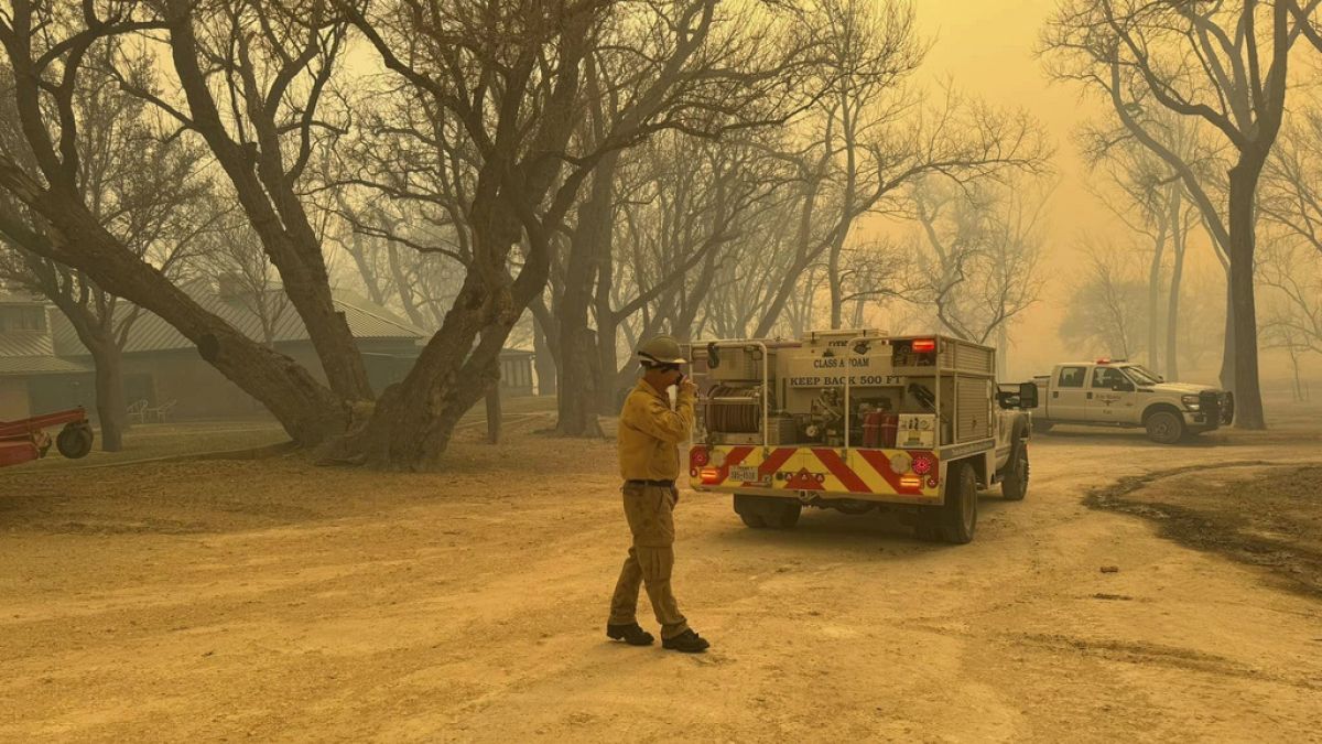 Flower Mound firefighters respond to a fire in the Texas Panhandle.