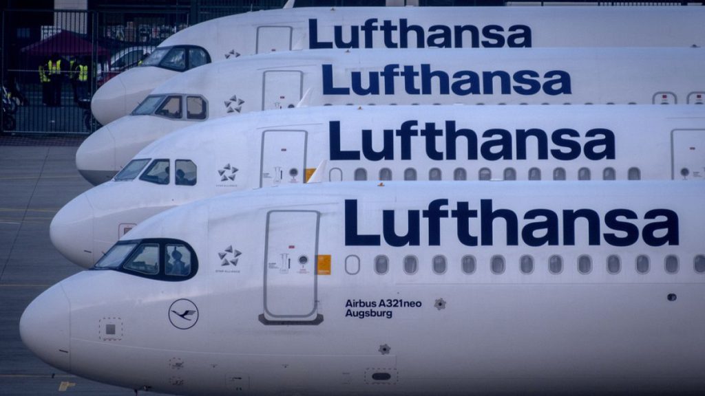 Lufthansa aircrafts parked at the airport in Frankfurt, Germany on Thursday - Frankfurt and Munich airports will face similar distruption this week