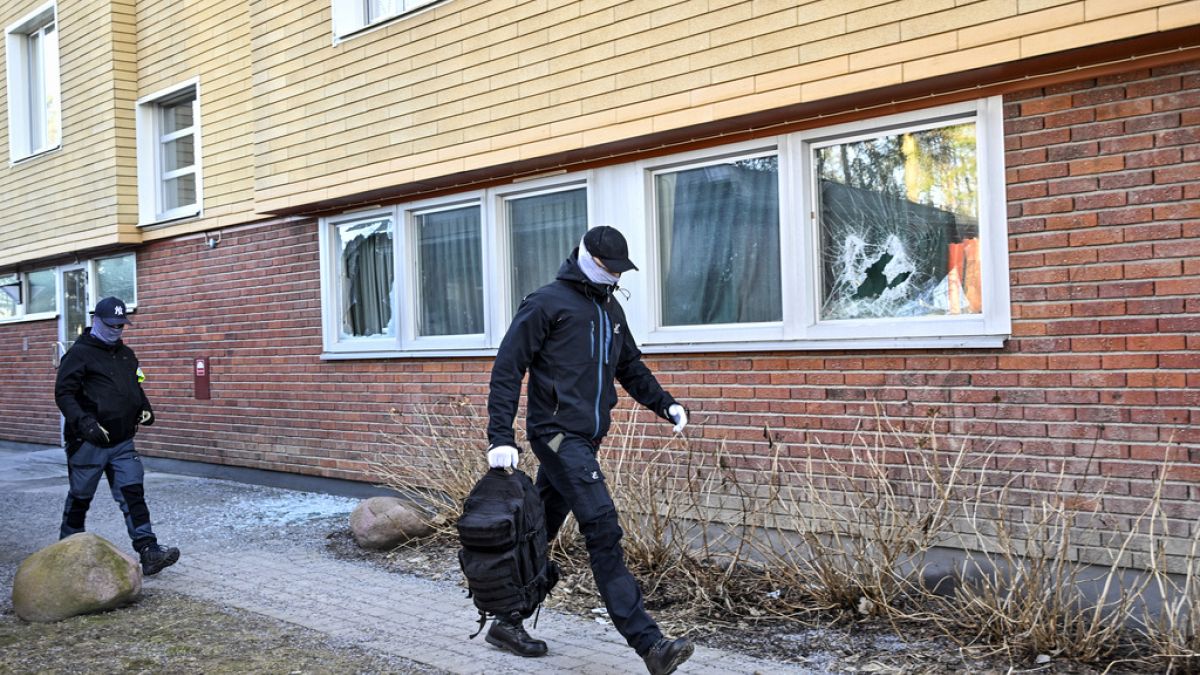Police on site after an explosion in Tyreso, Sweden, Thursday 7 March, 2023