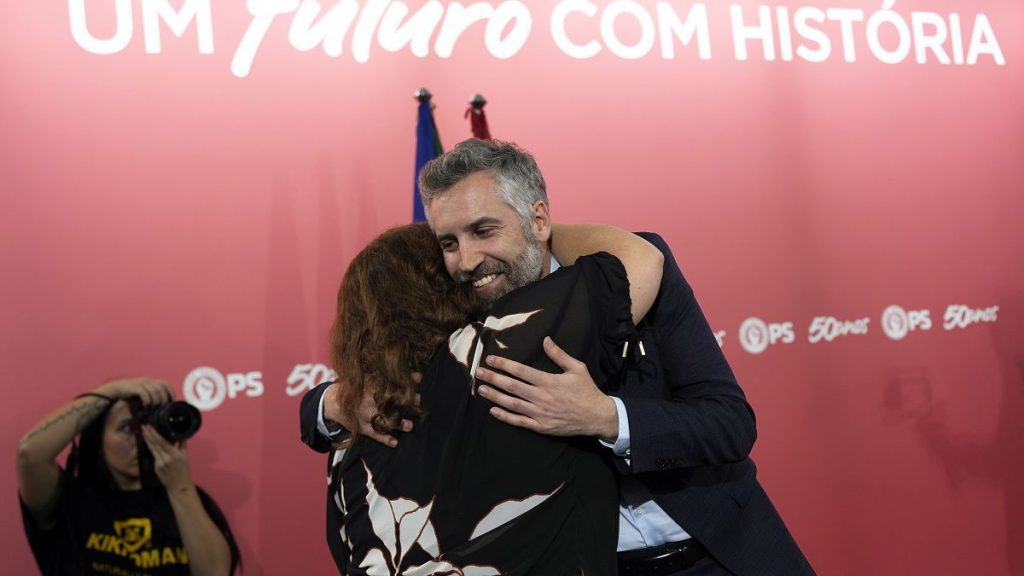 Pedro Nuno Santos after addressing his supporters following his election as the new leader of the Portuguese Socialist Party, at the party