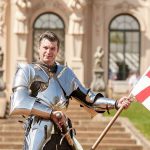 Actor poses in armour as Saint George