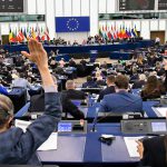 MEPs vote during a plenary session on Strasbourg, France, on April 24, 2024.