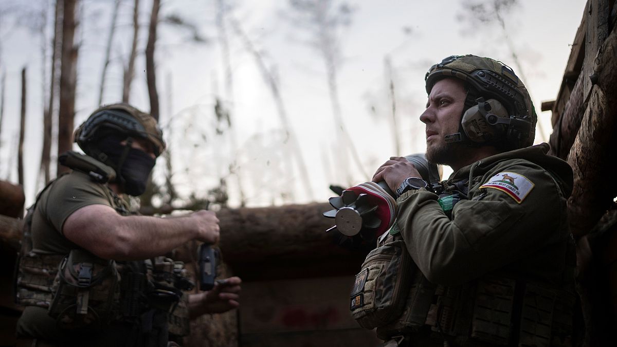 A Ukrainian servicemen from the Azov brigade, Donetsk region, Ukraine, Friday, April 12, 2024.