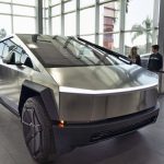 A Tesla Cybertruck is on display at the Tesla showroom in Buena Park, Calif. on Sunday Dec. 3, 2023.