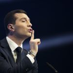 French Far-right party National Rally president Jordan Bardella delivers a speech at a meeting, in Marseille, southern France, Sunday, March 3, 2024.